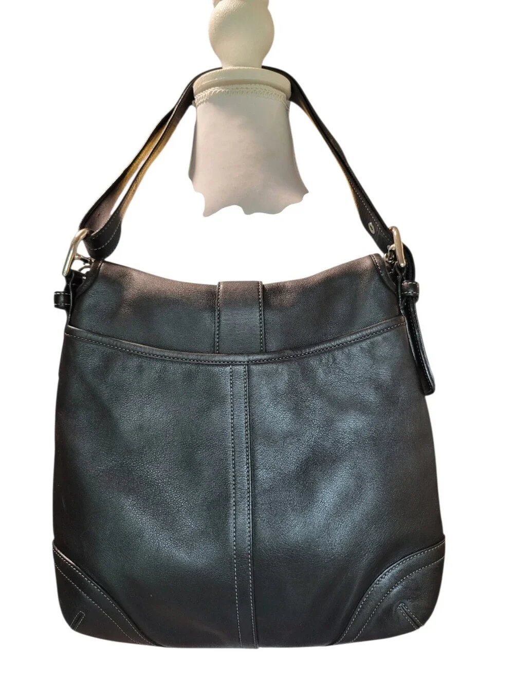 Y2K Coach Black Leather Soho Slim Flap Buckle Convertible Should Crossbody Bag